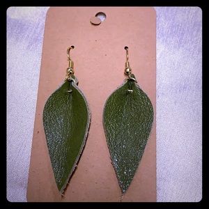 Genuine leather handmade earrings with jewels